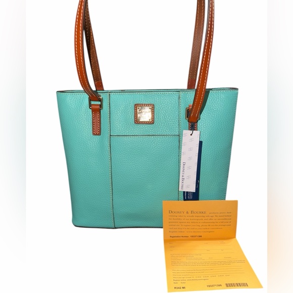 Dooney & Bourke Aqua and Chestnut Tote